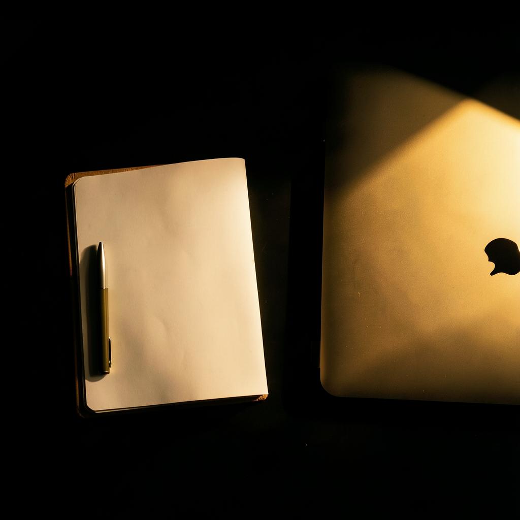 Notebook and laptop in golden light — discovery call
